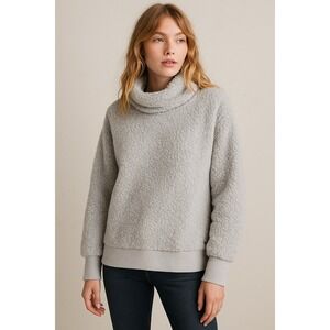 Marc New York Performance Gray Sherpa Pullover Women L Fleece Funnel Neck Cozych